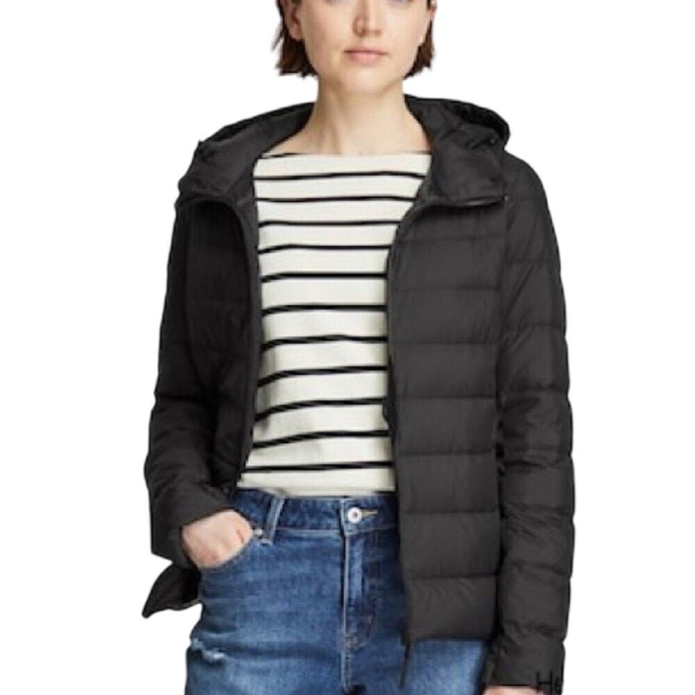 Uniqlo Womens Small Black Ultra Light Down Full Zip Puffer Parka Gorpcore HR13-2